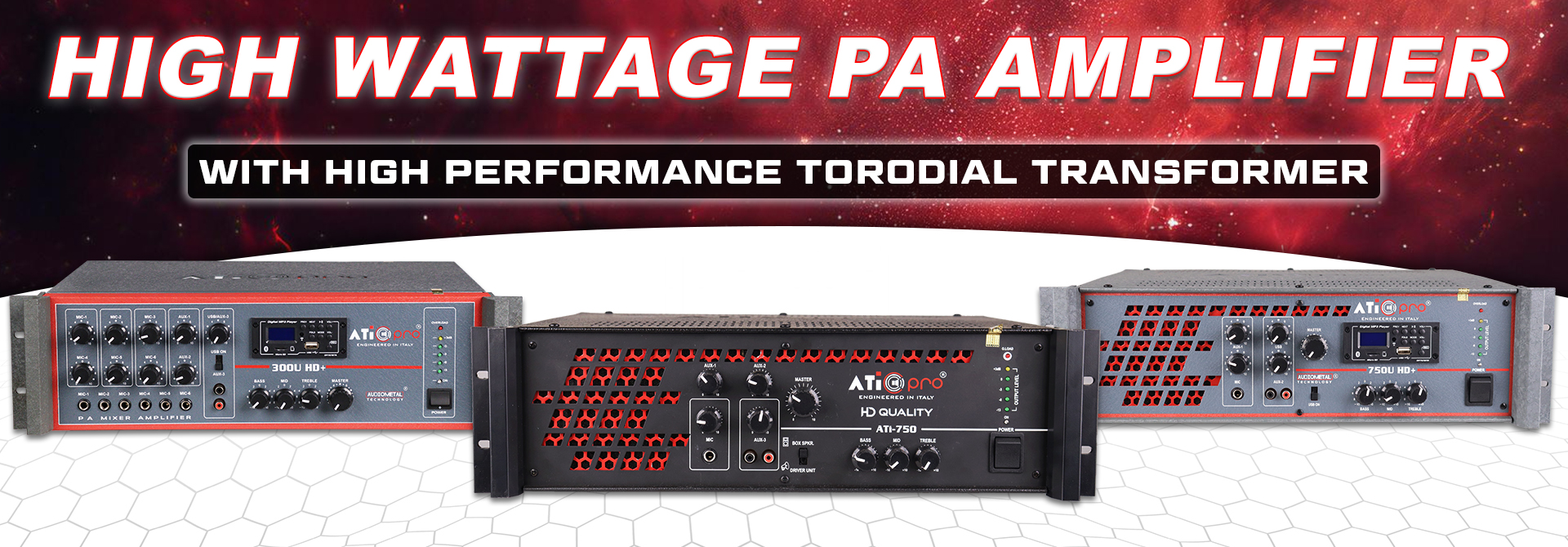 High wattage PA amp. with toroidal transformer